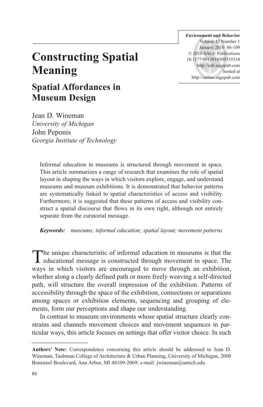 Pdf Wineman J And Peponis J Constructing Spatial Meaning