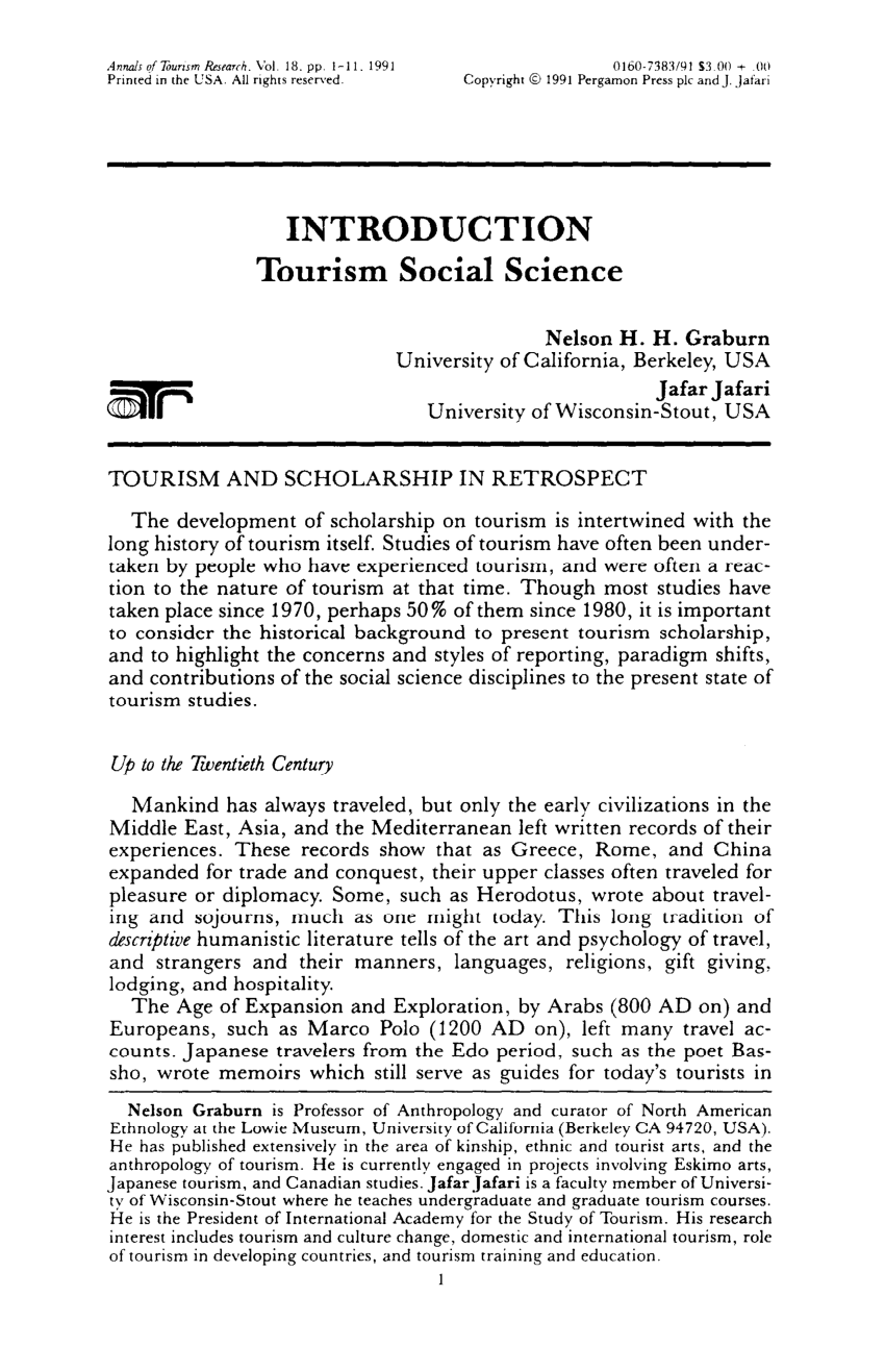is tourism a social science subject