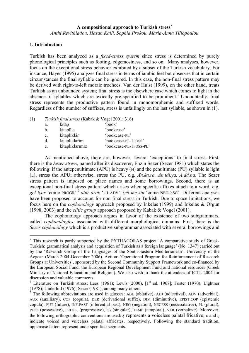 PDF compositional approach to Turkish stress