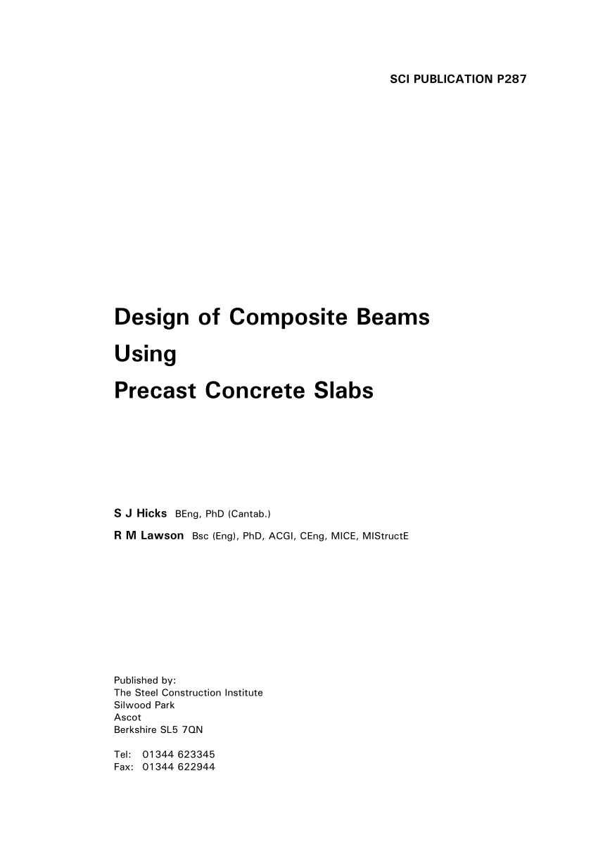 Pdf Design Of Composite Beams Using Precast Concrete Slabs