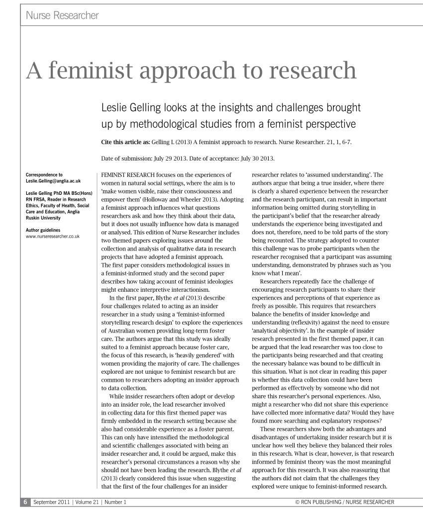 Research paper on feminism