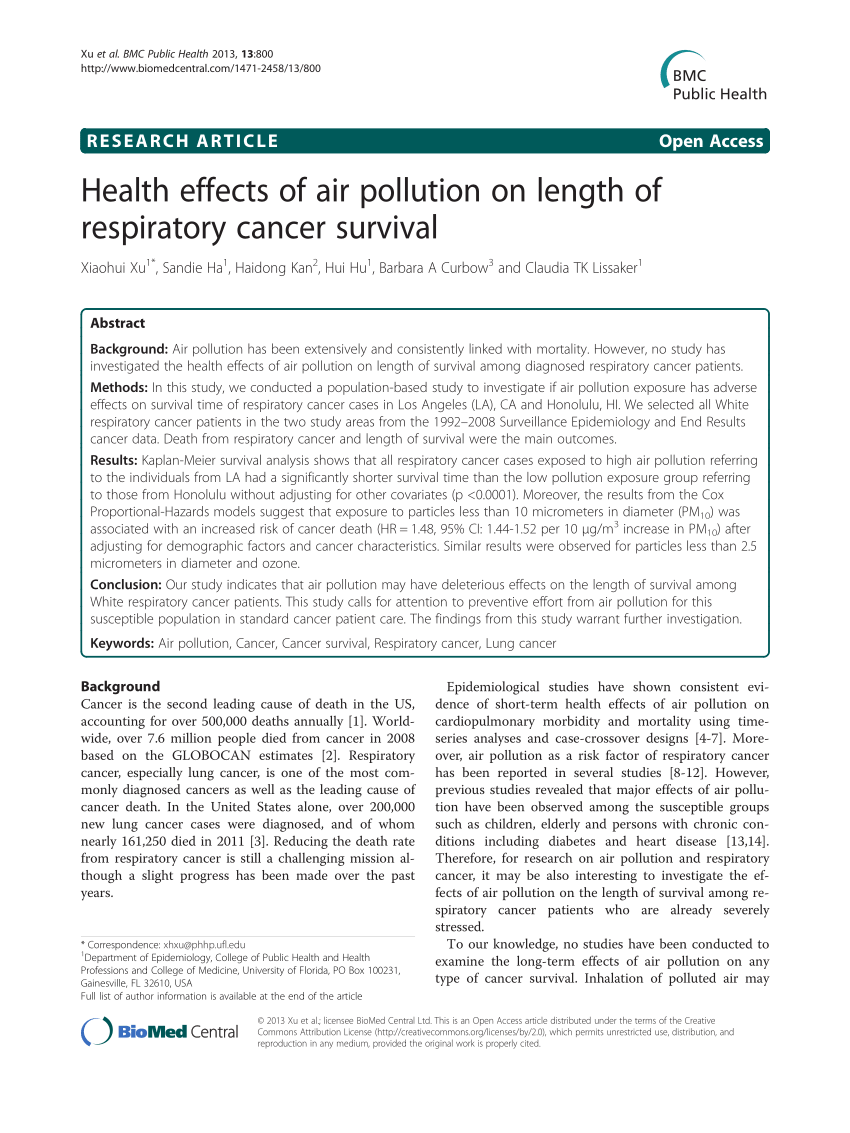 The Effects Of Air Pollution On Respiratory