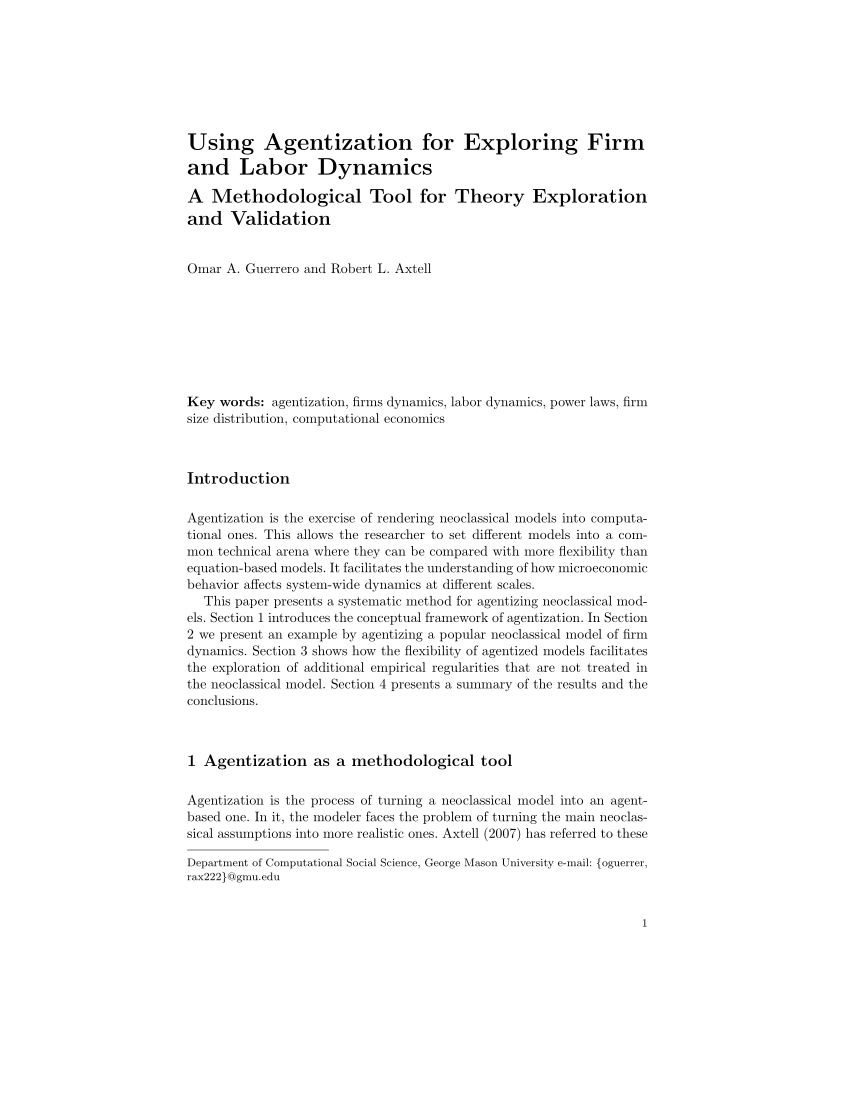 PDF) Using agentization for exploring firm and labor dynamics. A 