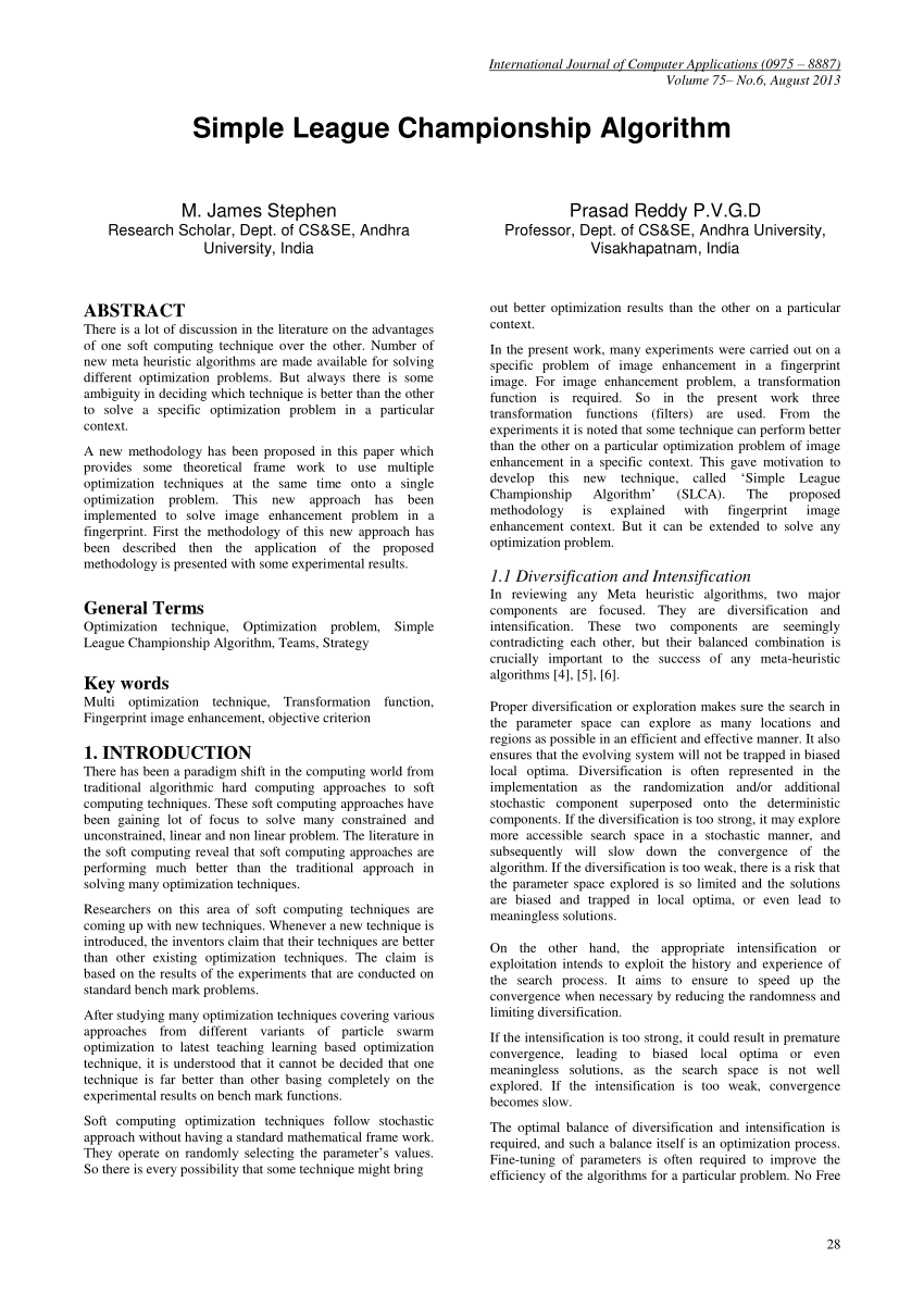 (PDF) Simple League Championship Algorithm