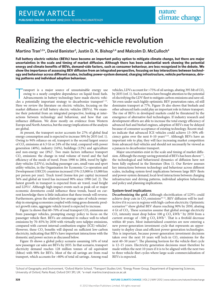 (PDF) Realizing the electricvehicle revolution