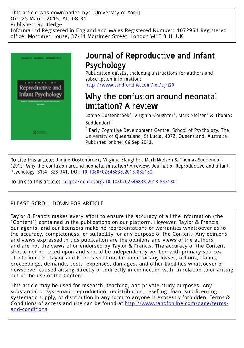 Pdf Why The Confusion Around Neonatal Imitation A Review