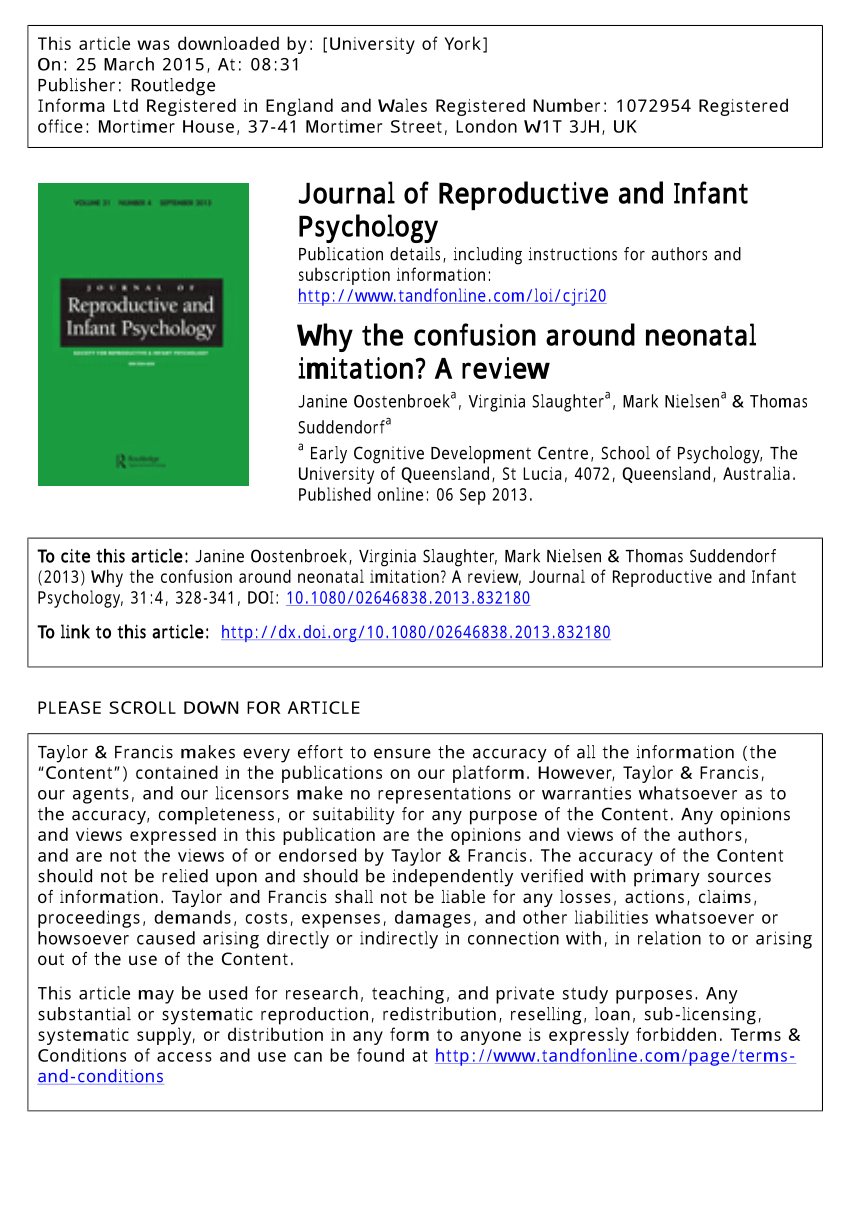 PDF Why the confusion around neonatal imitation A review