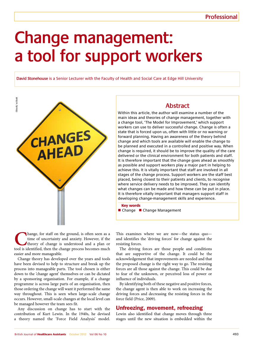 (PDF) Change Management A Tool For Support Workers