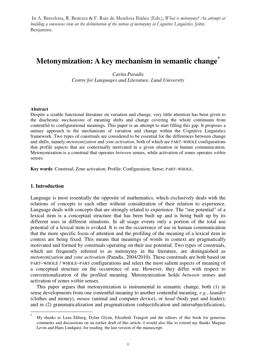 PDF Metonymization A key mechanism in semantic change