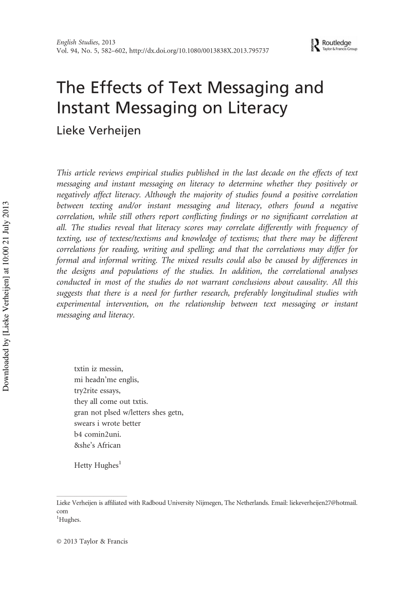 related literature about text messaging