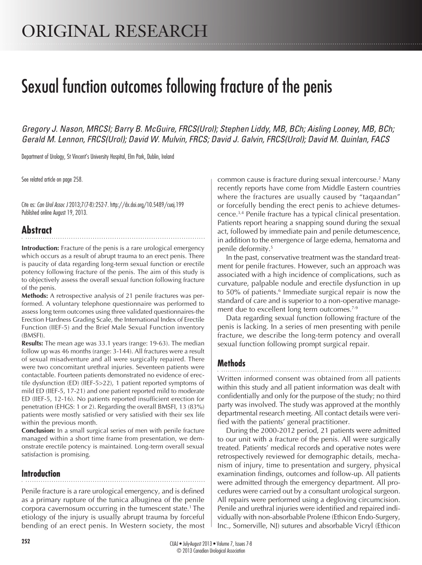 PDF Sexual function outcomes following fracture of the penis