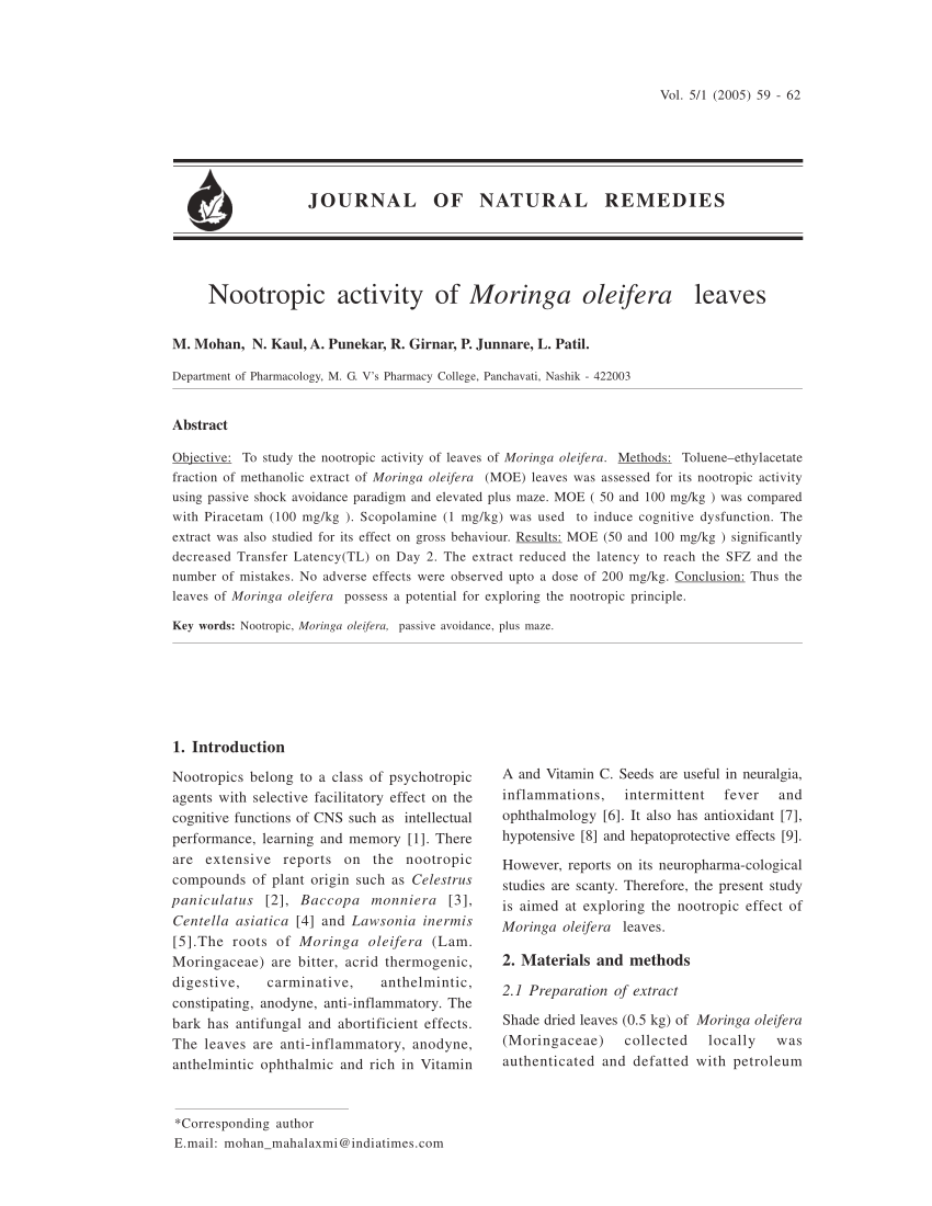 research paper on moringa oleifera