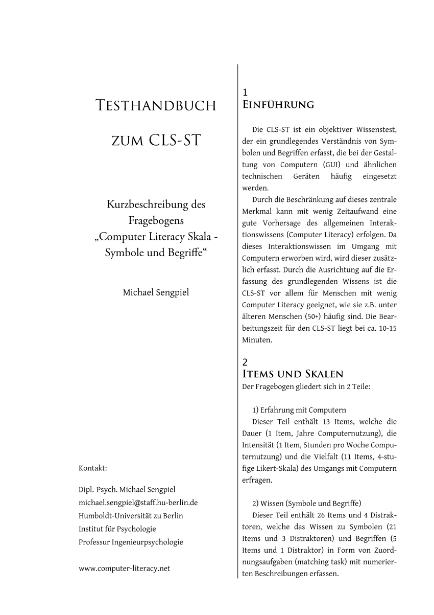 Fæstning kollektion Tidligere PDF) CLS Kurzhandbuch