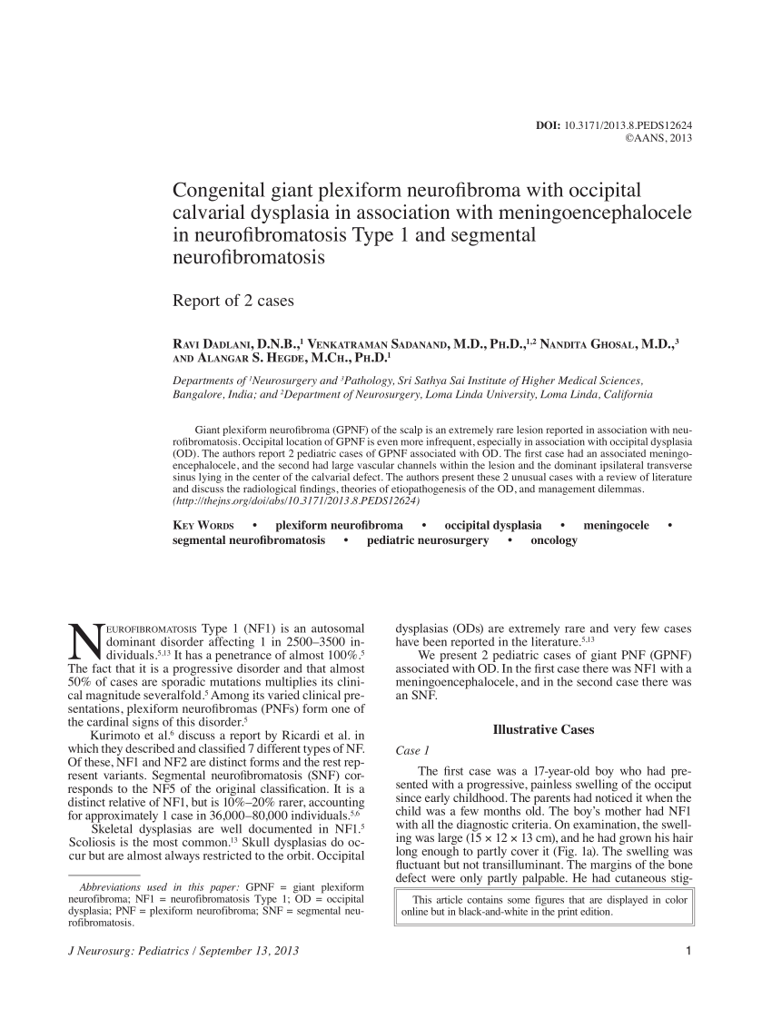 (PDF) Congenital giant plexiform neurofibroma with occipital calvarial ...