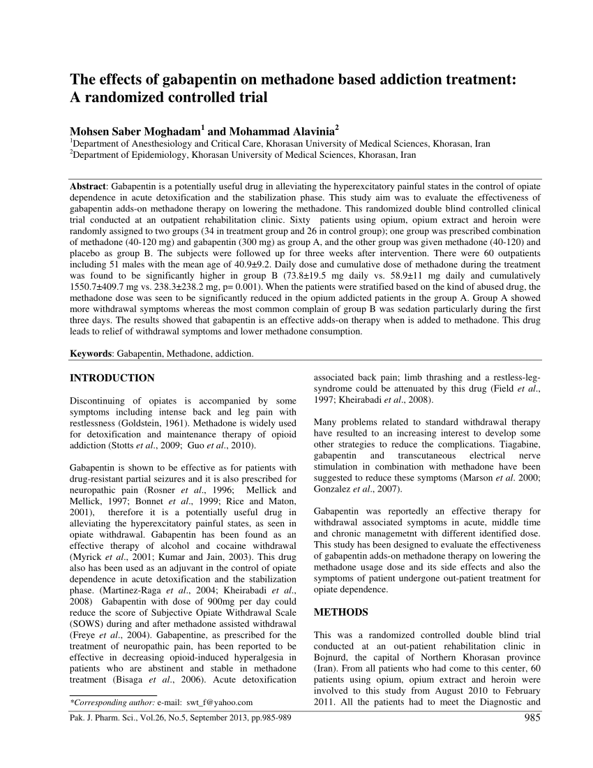 pdf) the effects of gabapentin on methadone based addiction