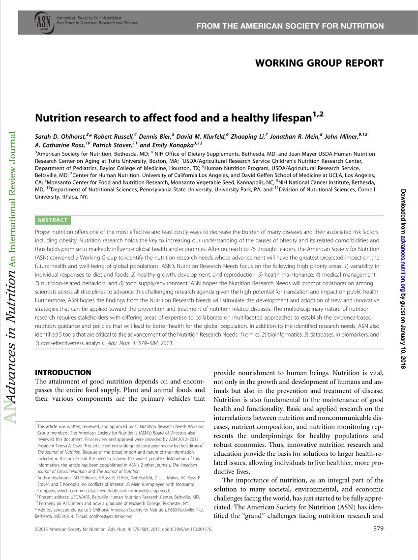 research on nutrition and health