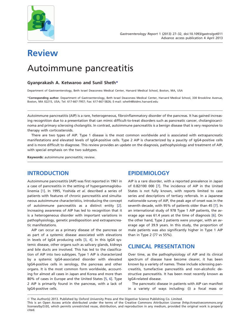 PDF Autoimmune Pancreatitis