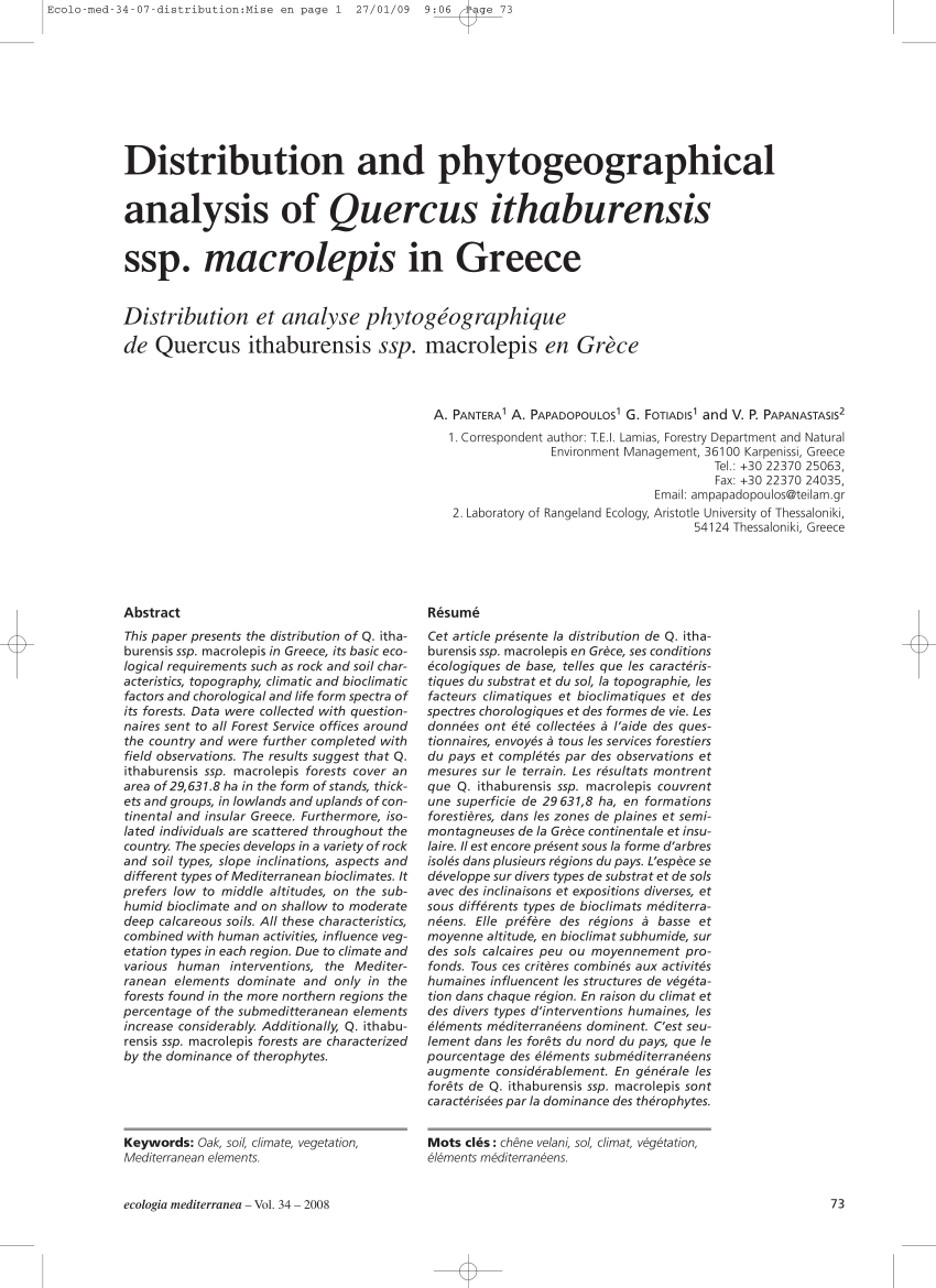 PDF Distribution and phytogeographical analysis of Quercus