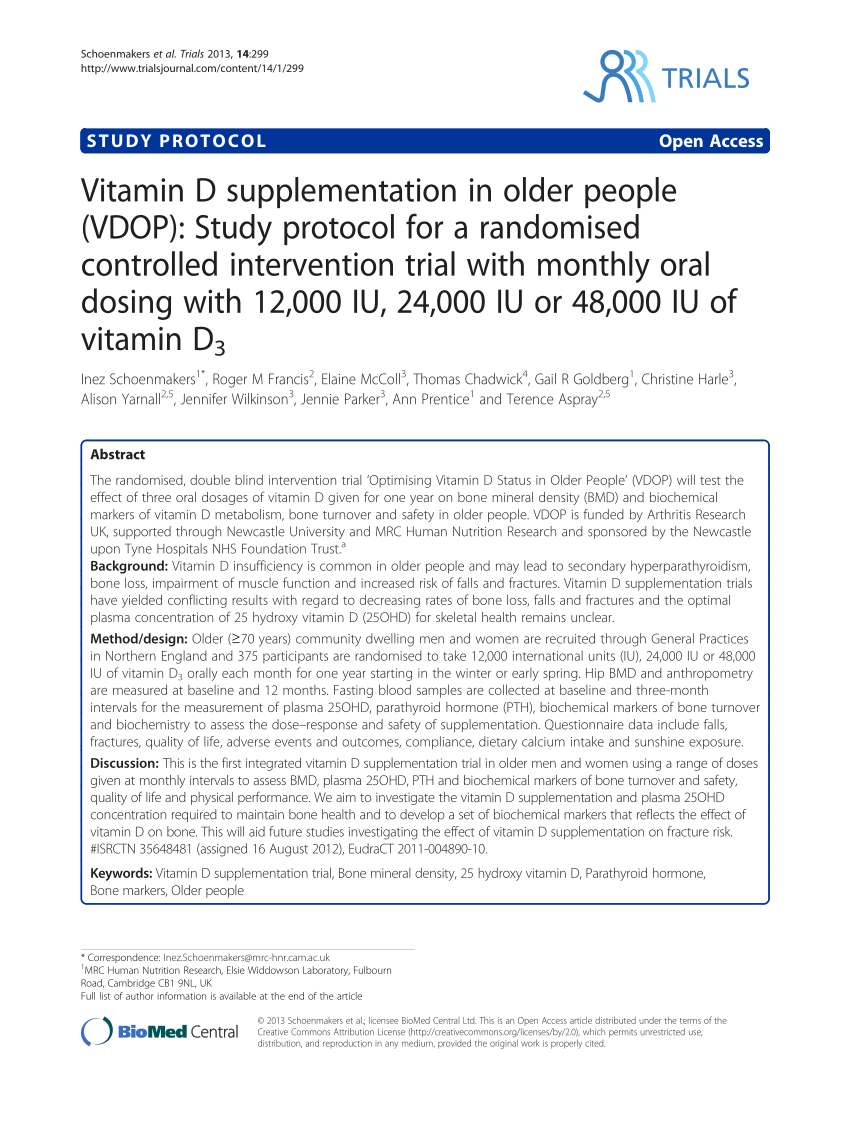 PDF Vitamin D supplementation in older people VDOP Study  