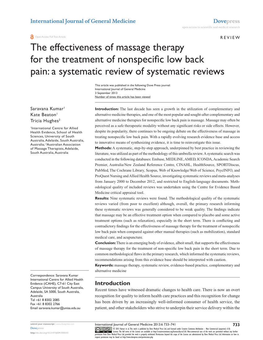 Massage & Joint Pain  Massage Therapy Journal