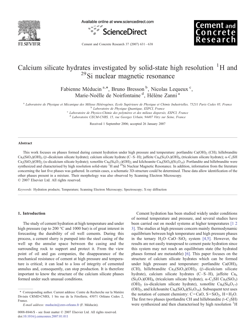 A model for the microstructure of calcium silicate hydrate in cement paste  - ScienceDirect