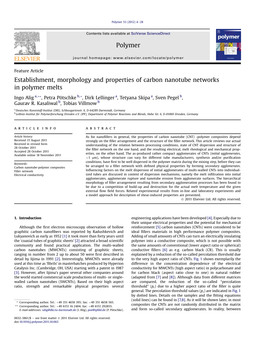 PDF) Establishment, morphology and properties of carbon nanotube ...