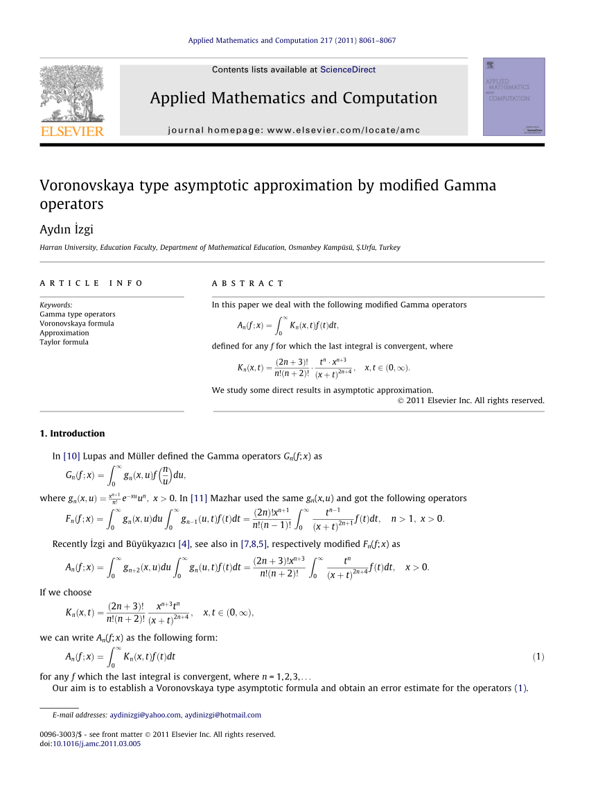 Pdf Voronovskaya Type Asymptotic Approximation By Modified Gamma Operators