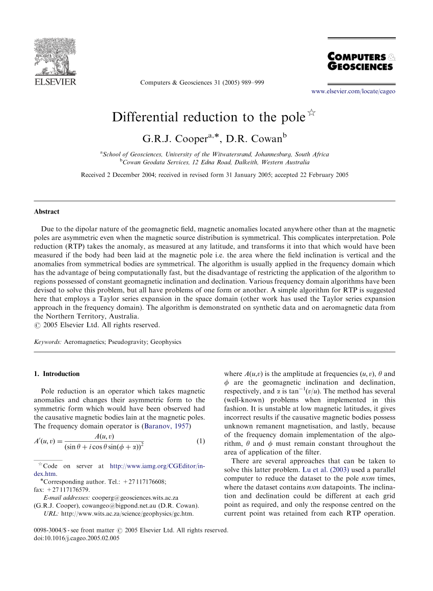 Pdf Differential Reduction To The Pole