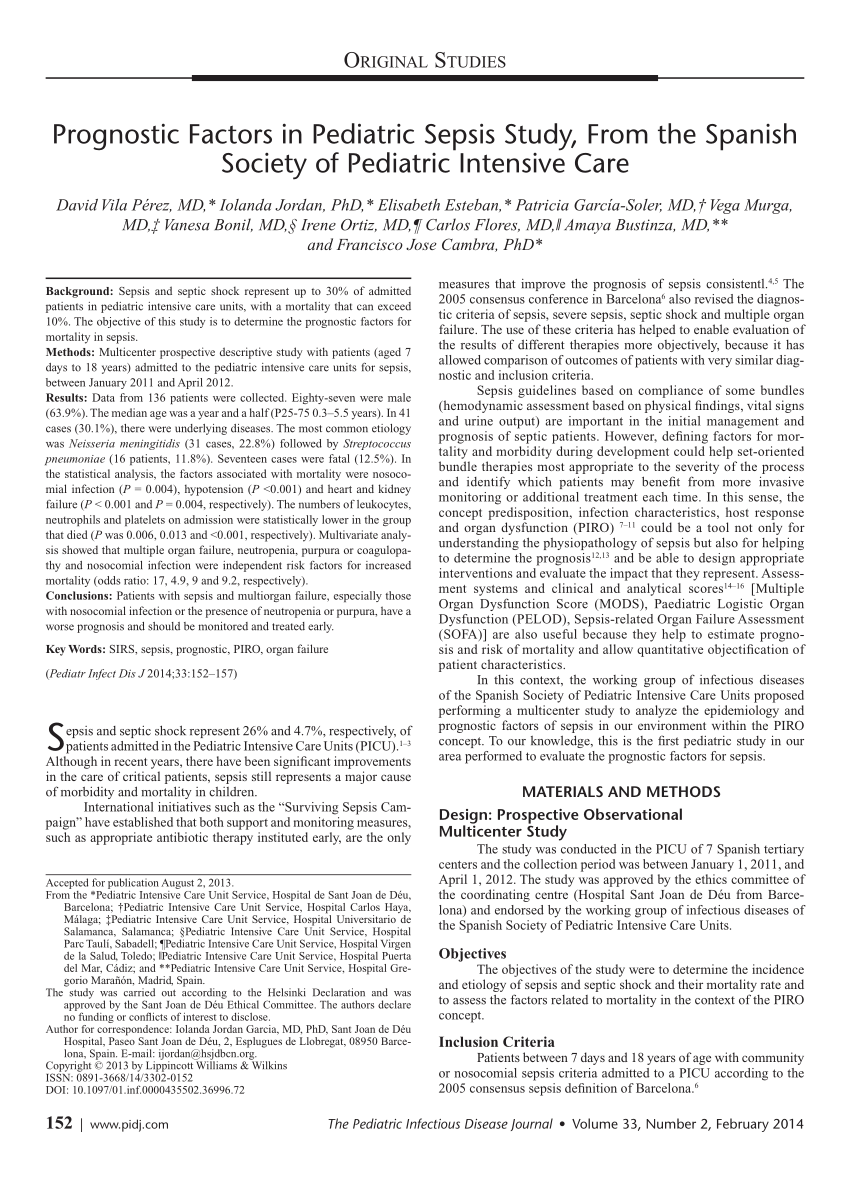 The epidemiology of sepsis in paediatric intensive care units in