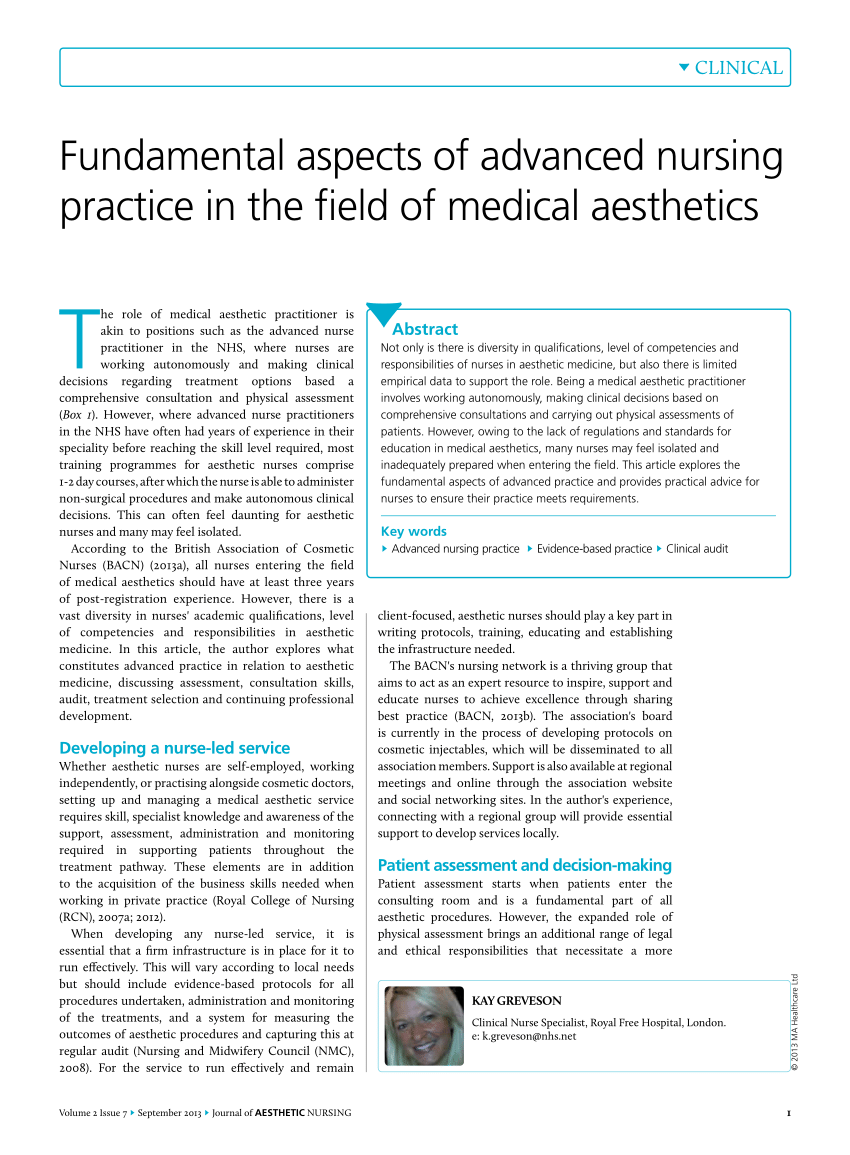 Pdf Fundamental Aspects Of Advanced Nursing Practice In The Field Of Medical Aesthetics