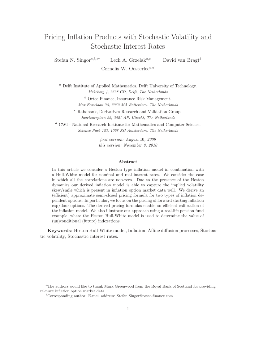 Pdf Pricing Inflation Products With Stochastic Volatility And Stochastic Interest Rates