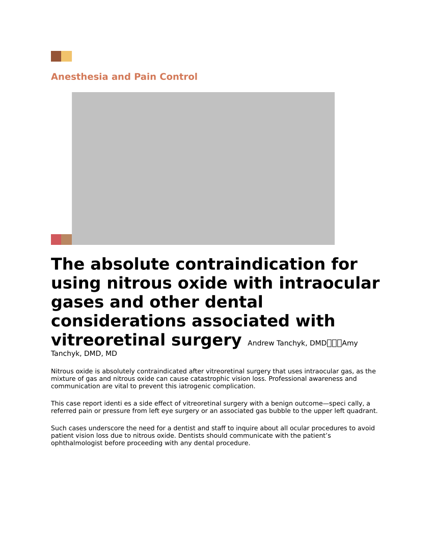 (PDF) The absolute contraindication for using nitrous oxide with