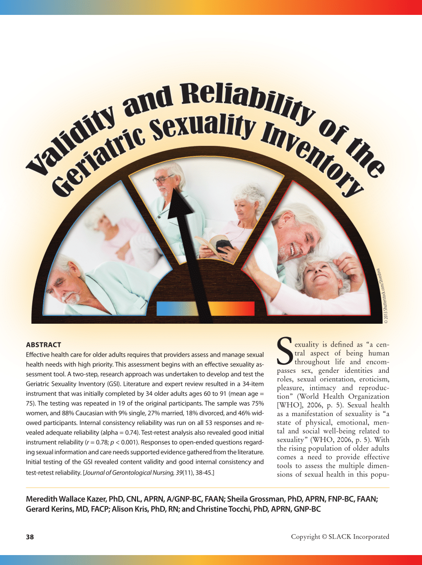 Pdf Validity And Reliability Of The Geriatric Sexuality Inventory
