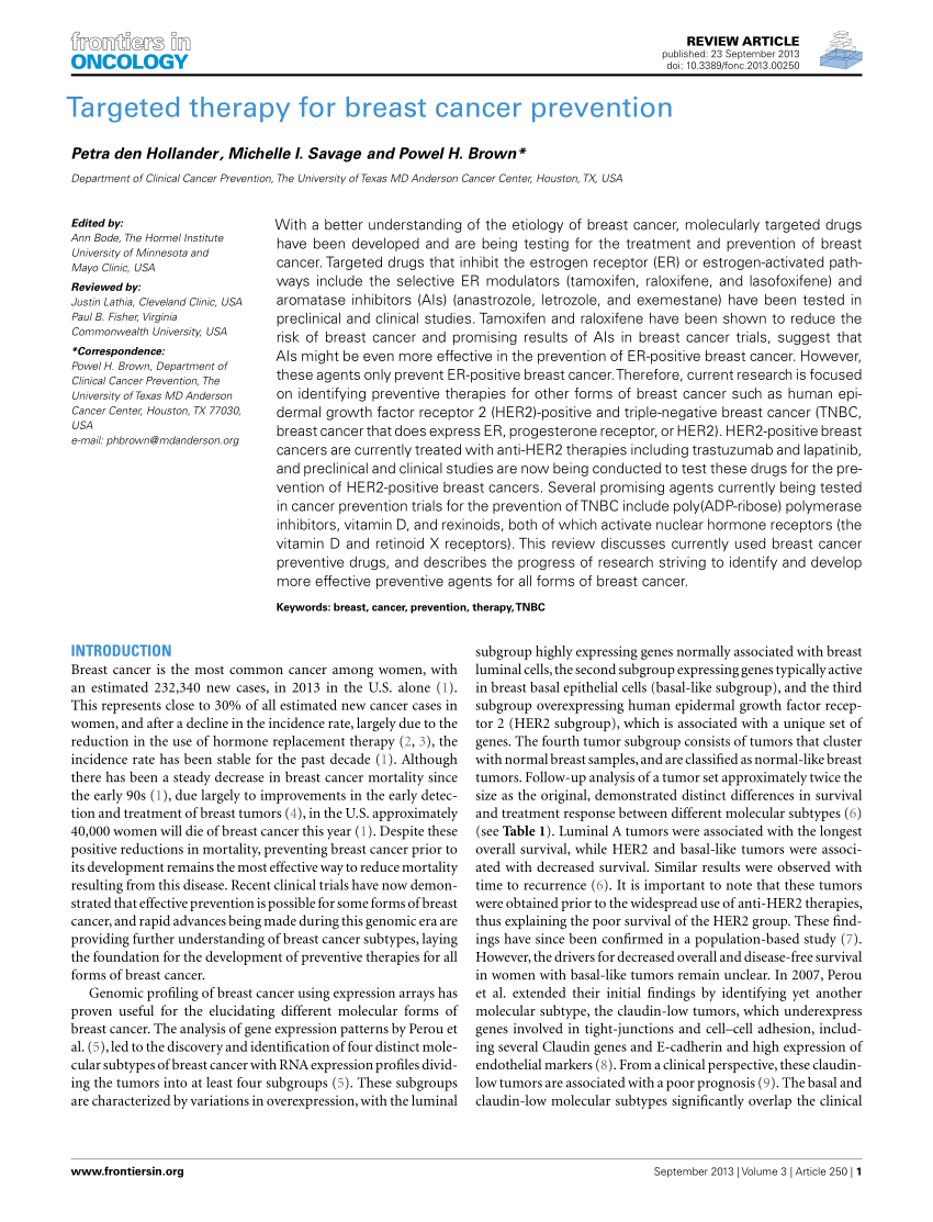 Breast cancer: Clinical case, prophylaxis and diagnosis