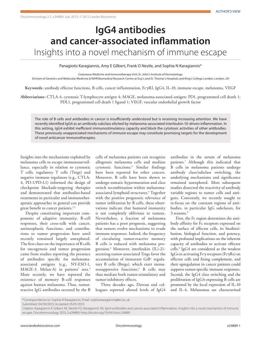 PDF) IgG4 antibodies and cancer-associated inflammation