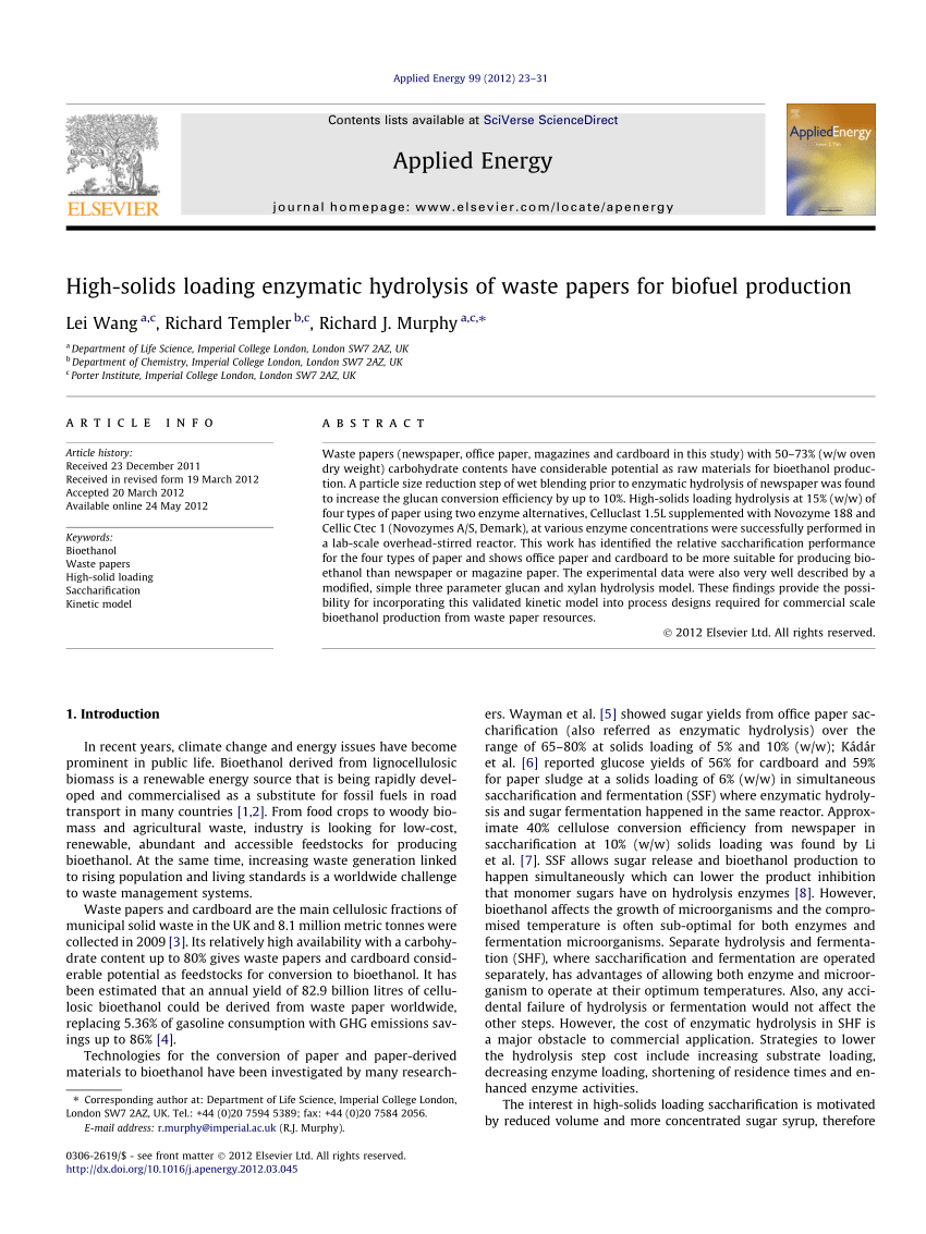 research paper in biofuel
