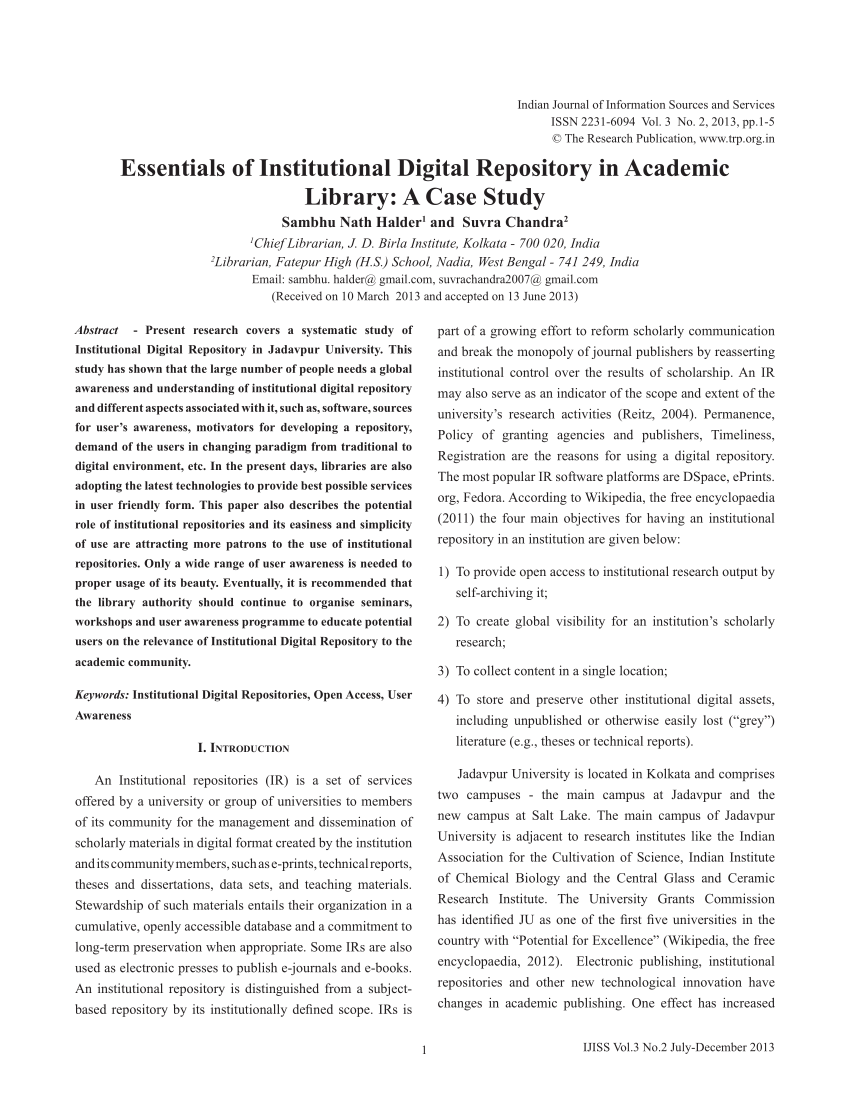 institutional library case study