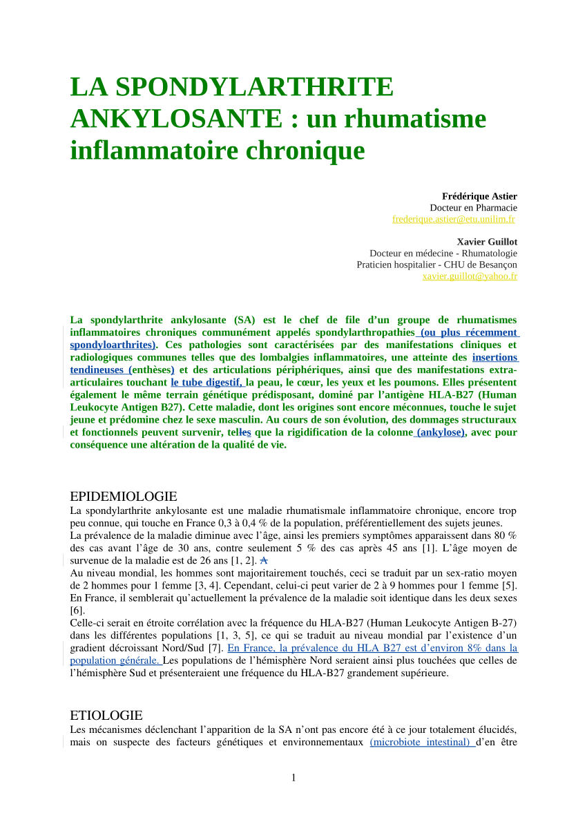 PDF) Épidémiologie, étiologie et physiopathologie de la ...