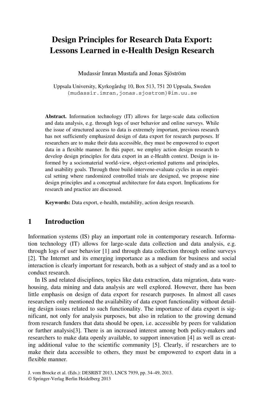 (PDF) Design Principles for Research Data Export: Lessons Learned in e ...