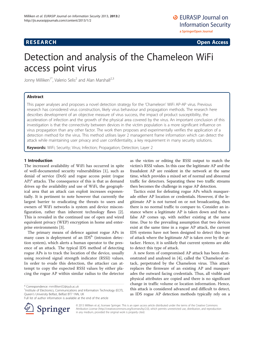 Pdf Detection And Analysis Of The Chameleon Wifi Ap Virus