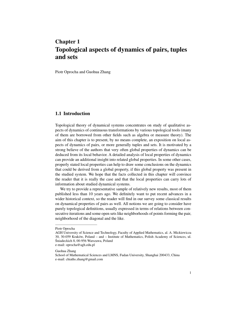 Pdf Topological Aspects Of Dynamics Of Pairs Tuples And Sets