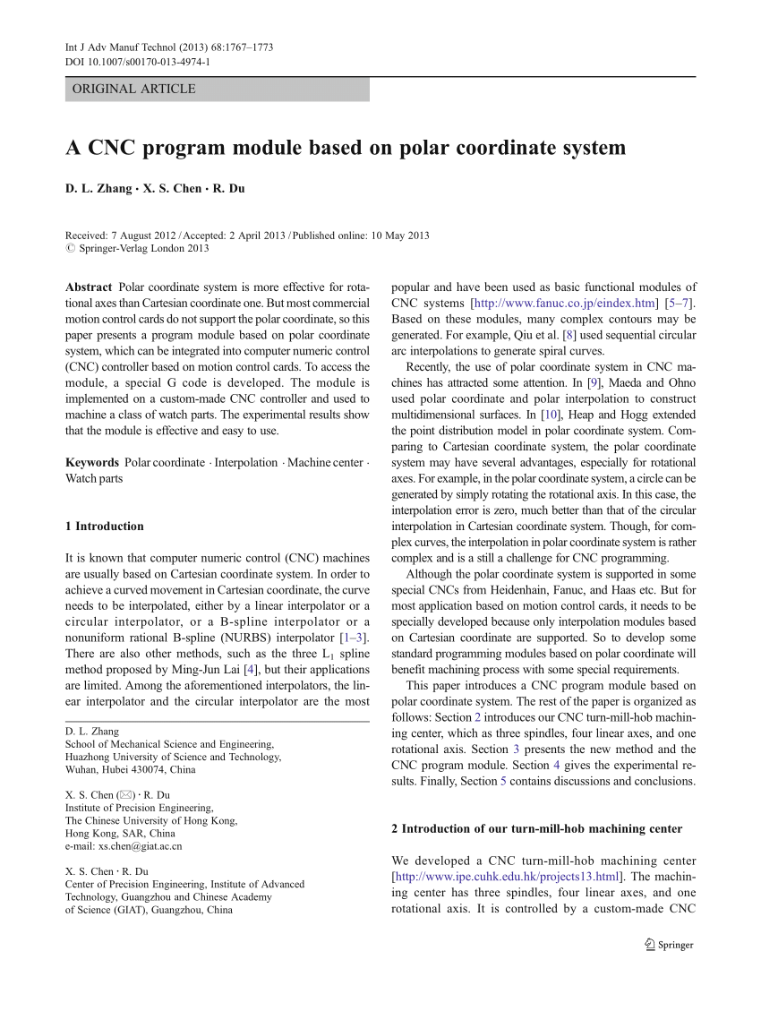 Pdf A Cnc Program Module Based On Polar Coordinate System
