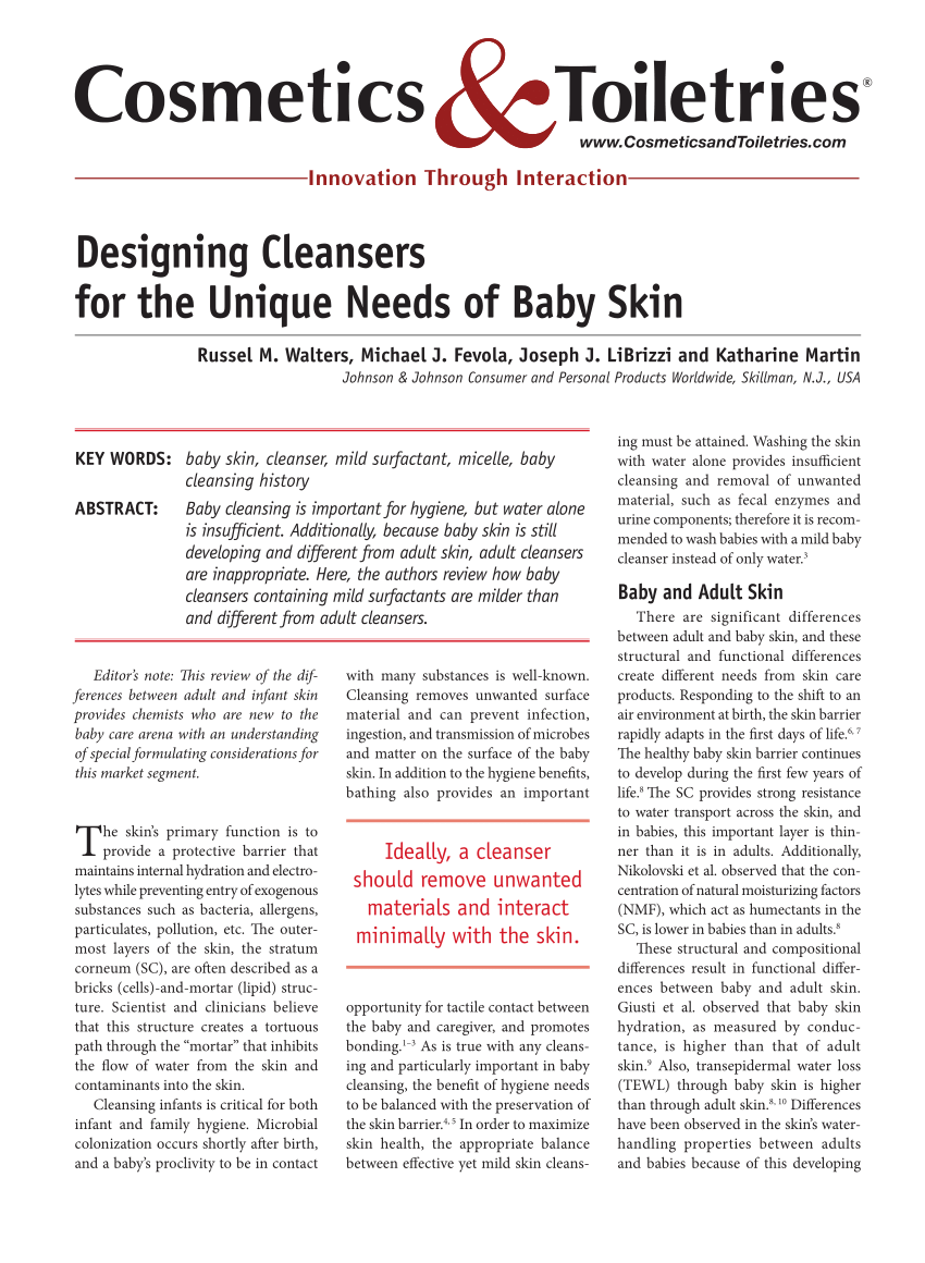 Pdf Designing Cleansers For The Unique Needs Of Baby Skin