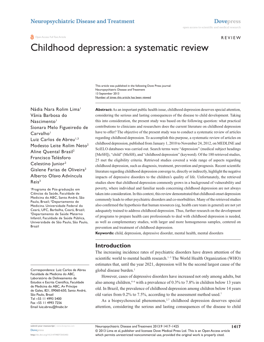 research papers on child depression