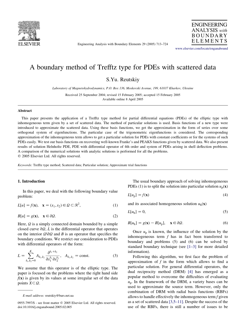 Pdf A Boundary Method Of Trefftz Type For Pdes With Scattered Data