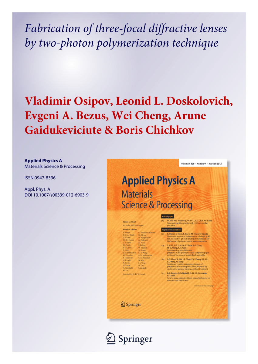 PDF) Fabrication of three-focal diffractive lenses by two-photon