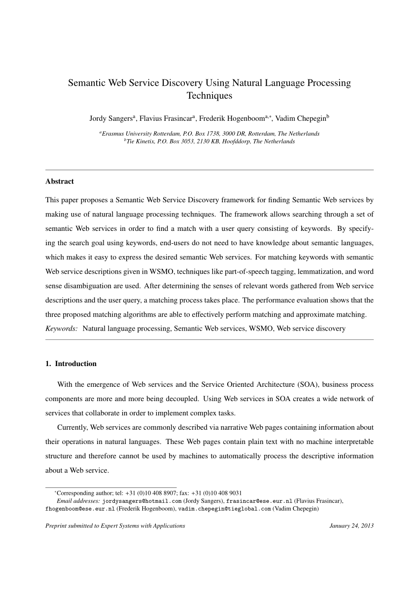 Semantic web service discovery thesis proposal