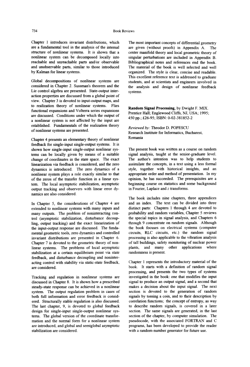 PDF) Random signal processing, by Dwight F. Mix, Prentice Hall