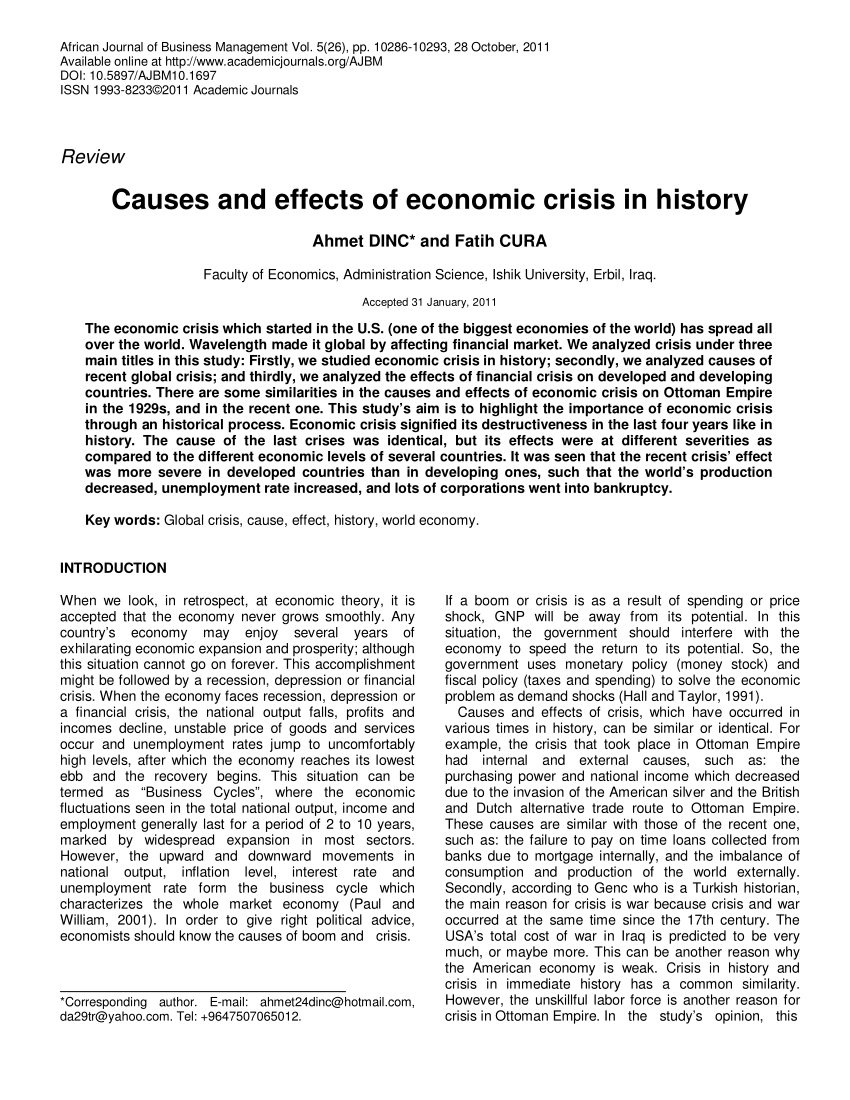 economic crisis causes essay