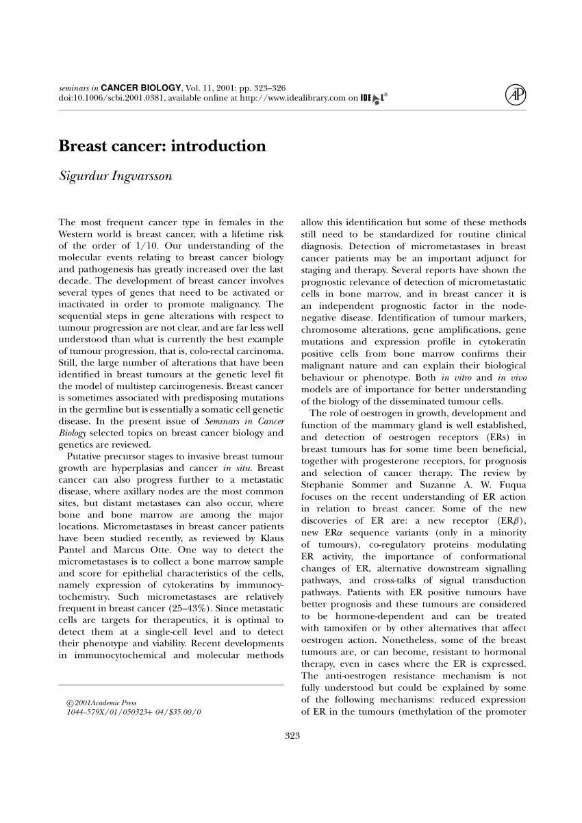 essay introduction breast cancer